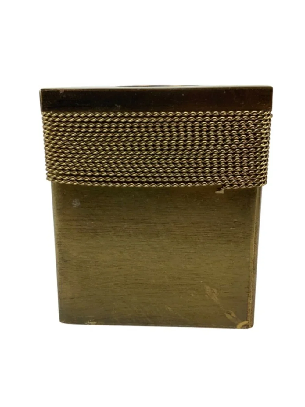 Heavy Brushed Gold Metal Tissue Box Cover With Decorative Mesh Accent